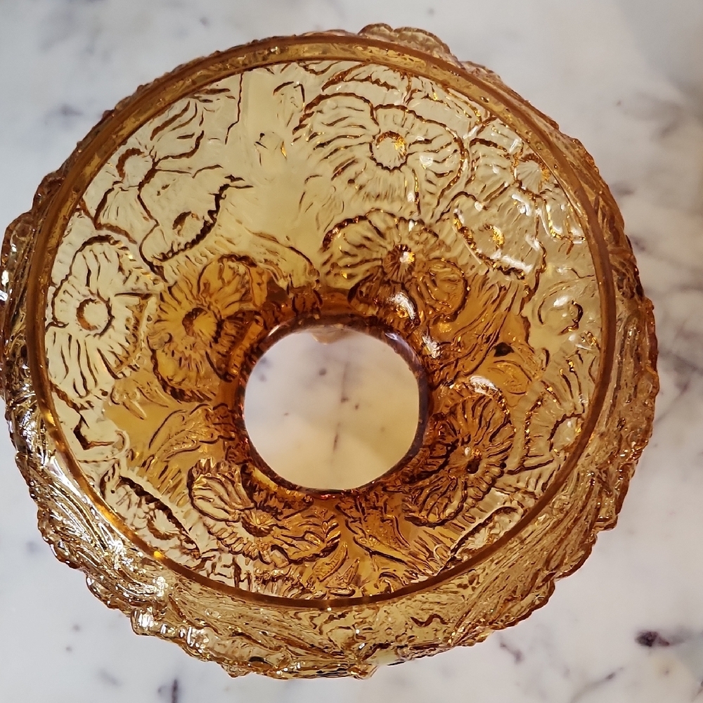 Fenton Poppy Amber Gold Glass Lamp Shade RARE - Picture 6 of 9